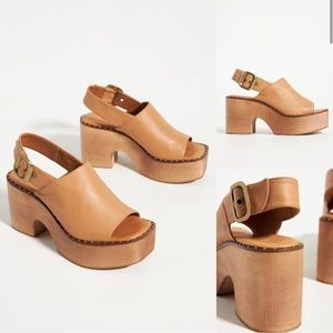NIB never worn Anthropologie wood platform sandals